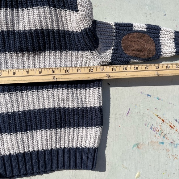 Kid's Baby Gap Sweater Multicolor Striped 4 Toddler Preppy Professor Elbow Patch - Picture 9 of 12